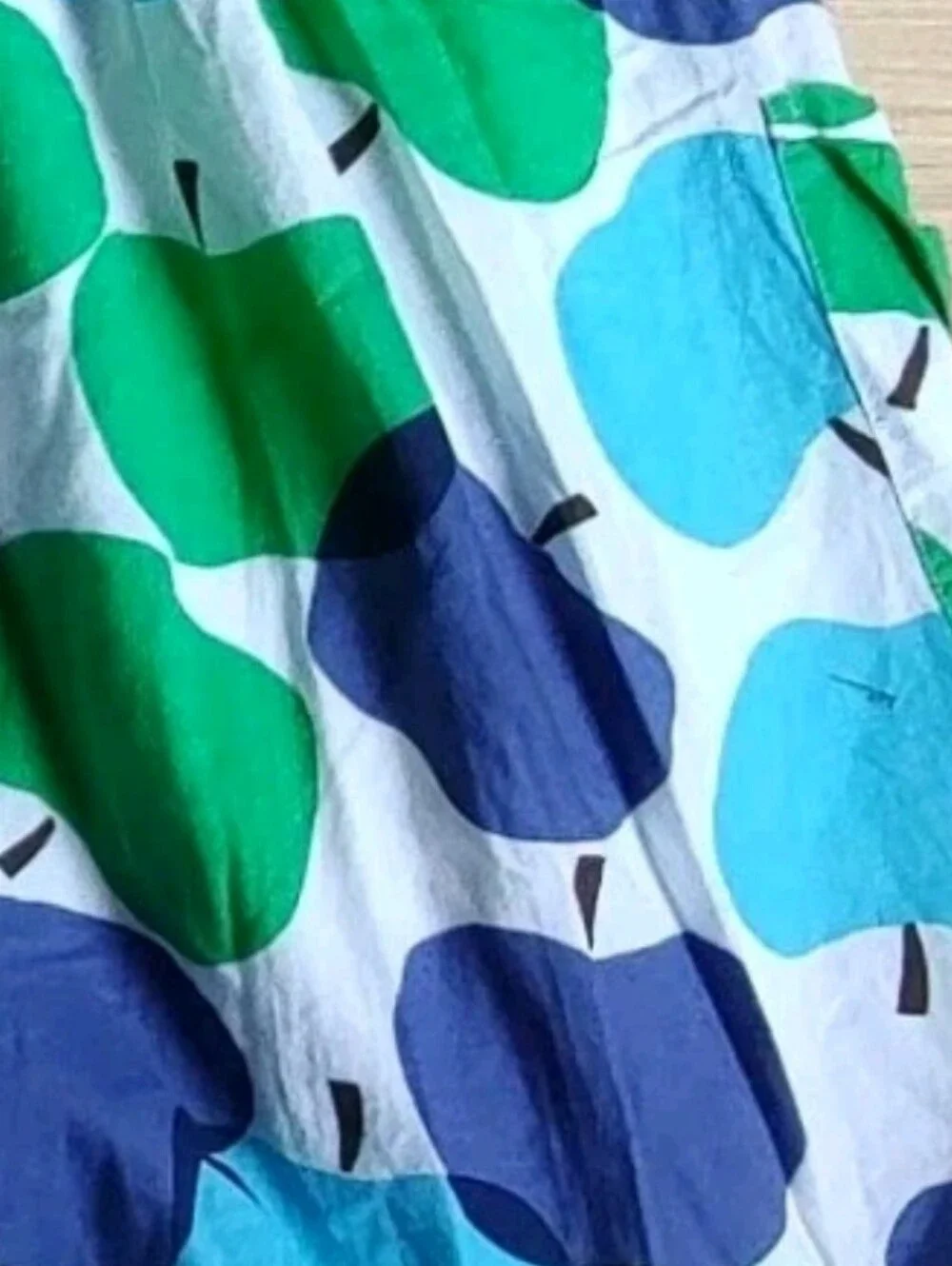 Mini Boden Girls Dress White Blue Green Ruffle Straps Apple Zip Pockets 13 14 Y